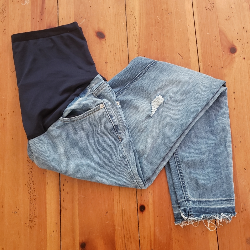 Distressed maternity jeans by Time and Tru